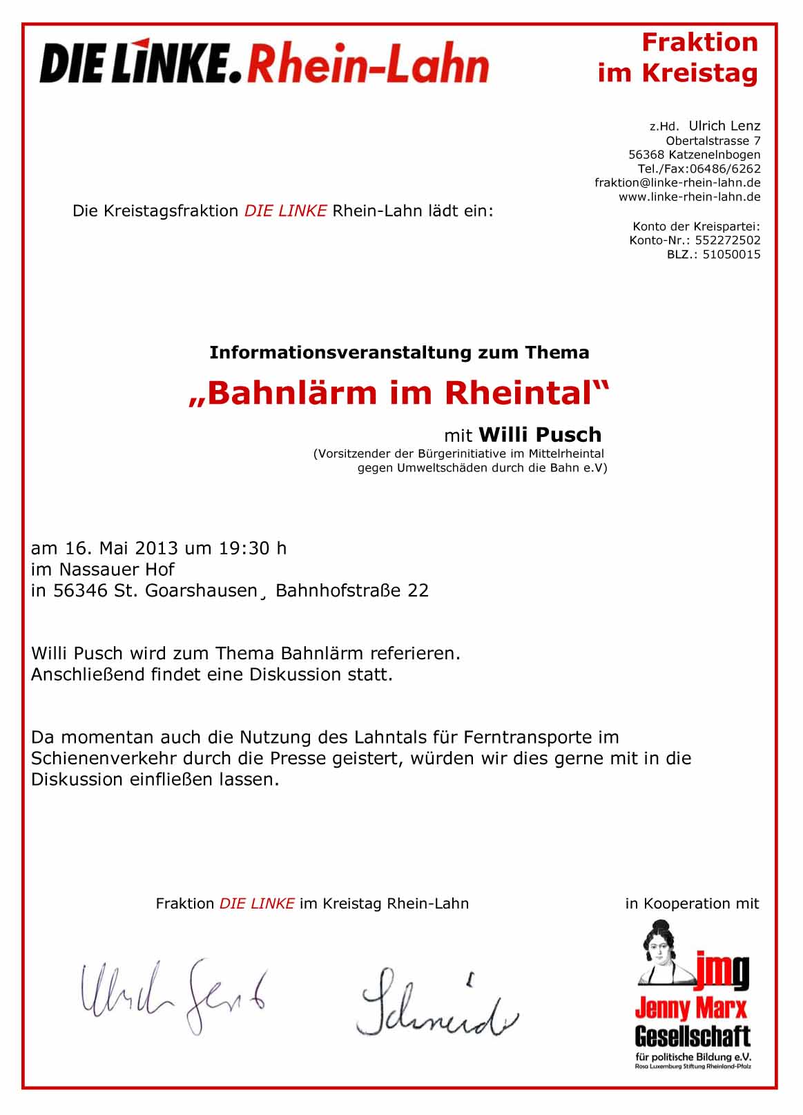 Bahnlärm im Rheintal